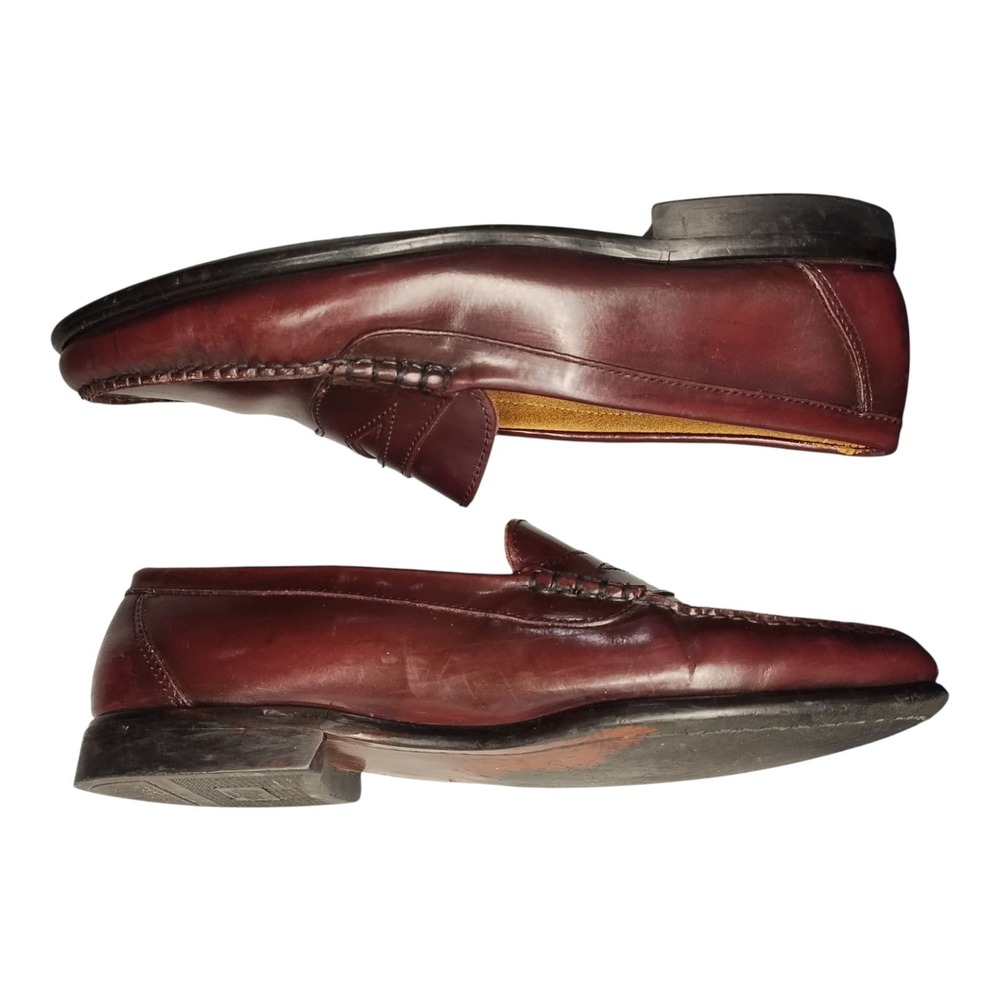 G.H. Bass Penny Loafers Mens US 9.5EEE Burgundy Upper Leather Cuban Heel Slip On